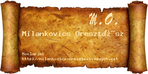Milankovics Oresztész névjegykártya